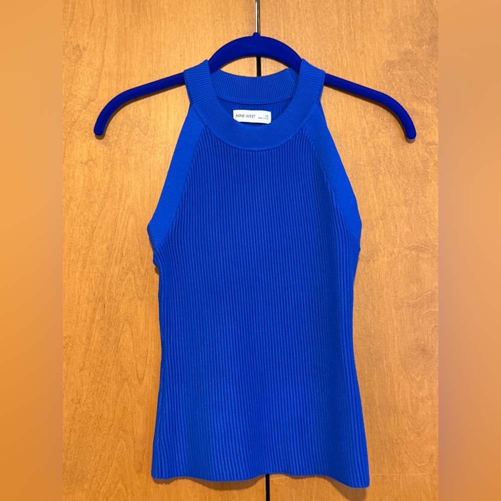 Nine West Cobalt Ribbed Halter Tank Top